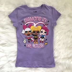 New Diamond In The Rough Print Kids Little Girls Purple Cartoon Print T-shirt 6X